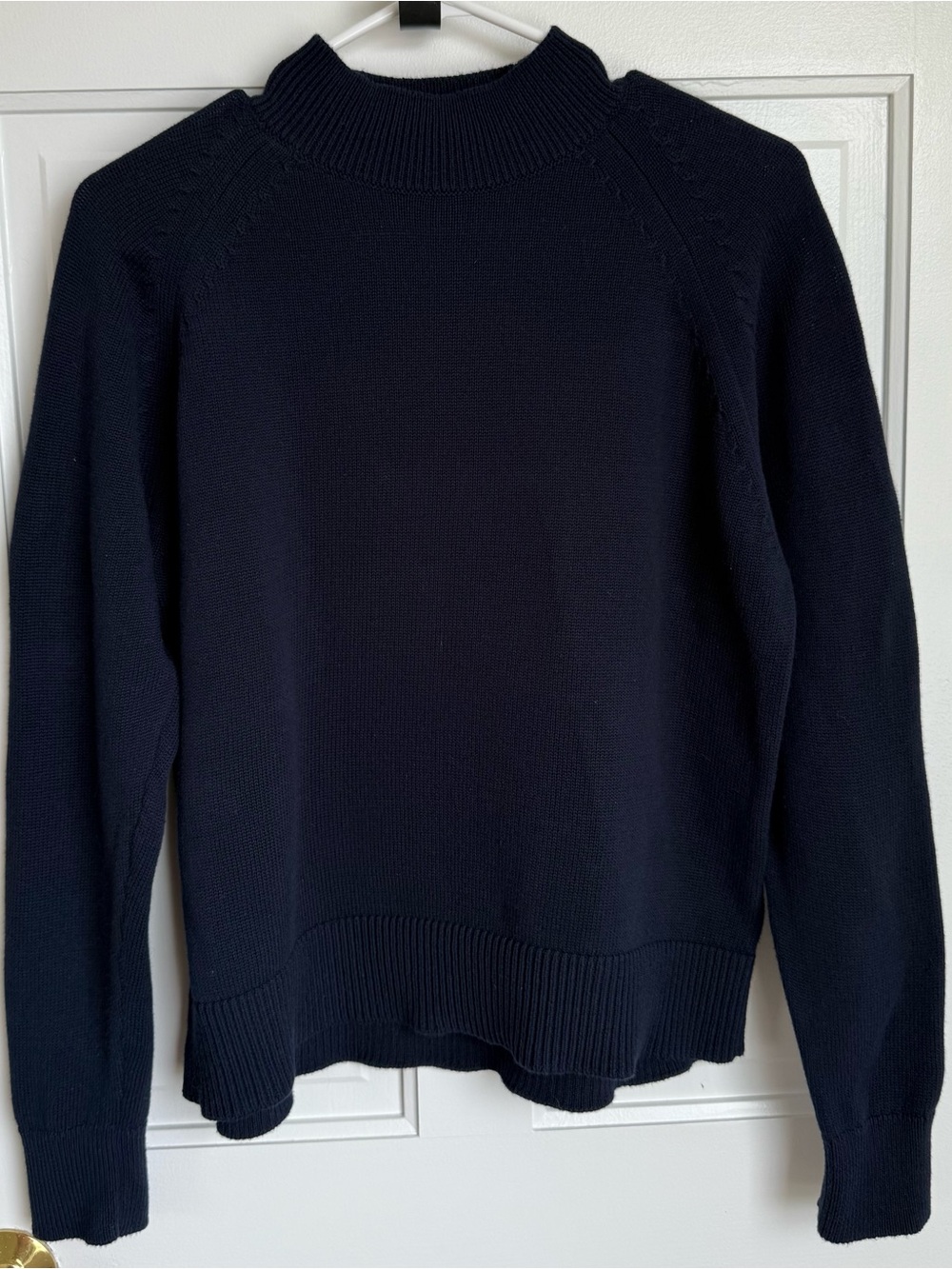 Quince Organic Cotton Navy Mock Neck Sweater‎ Size Small